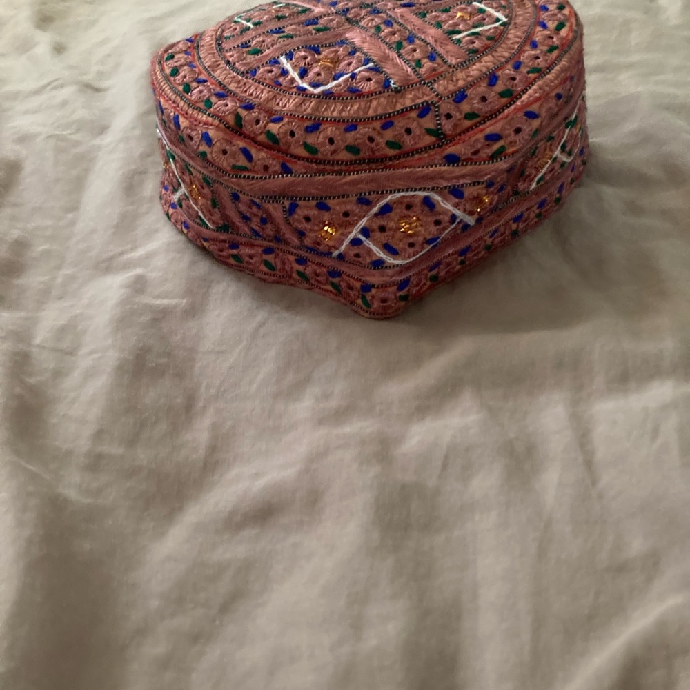 Vintage Tajikistan silk Embroidered Pink hat